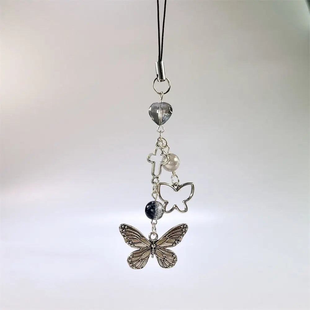Y2K Charms Phone Pendant Butterfly Sweet Girl Phone Lanyard Phonestraps Backpack Ornament Phone Chain Camera