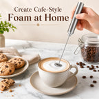 Handheld Milk Frother Stainless Steel Mini Whisk Semi-Automatic Coffee Frother for Cappuccino Latte Hot Chocolate Egg Beater Kitchen Tool