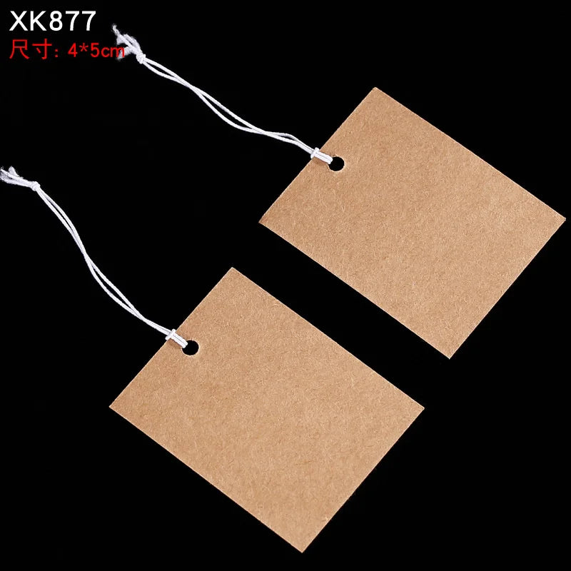 100pcs Jewelry and Jewelry Small Tags DIY Blank Hanging Rope Small Hang Tags Cowhide Elastic Thread Hanging Tags Price Tag