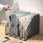 3 or 4 Slot Desktop File Organizer Metal Mesh Magazine Book Document Holder Black White for Office School Home Students Teachers
