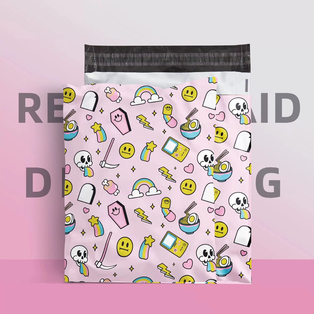 100PCS Poly Mailer Adhesive Envelope Courier Print Bag DIY Lady Panties Dress T-shirt Wedding Xmas Gift Box Packaging Pouches