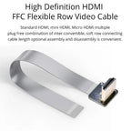 Ribbon FPV HDMI-Compatible Connector Flexible Flat Cable Raspberry Pi 4 Micro HDMI to HDMI/Mini HDMI Female 90 Degree FFC 20pin