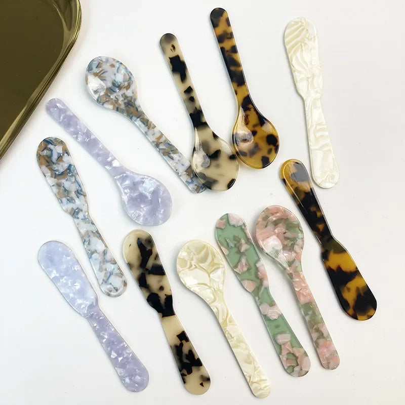 Colorful Acrylic Ice Cream Spoons Coffee Caviar Stirring Spoons Dessert Teaspoons Kitchen Tableware Craft Tools