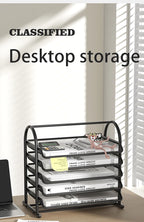Sliding Paper Tray Organizer Metal Mesh Desktop File Storage Rack Document Letter Holder for Office Home School Classroom