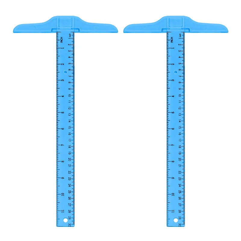 2PCS Transparent T-Square Ruler 30cm, Plastic Drawing T-Ruler for Students, Engineering Drafting Tool Set