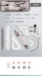Compasses and Rulers 9-piece Set Kawaii Triangle Ruler Ruler Student Set Ruler Multi-functional Mathematical Drawing Compass Set
