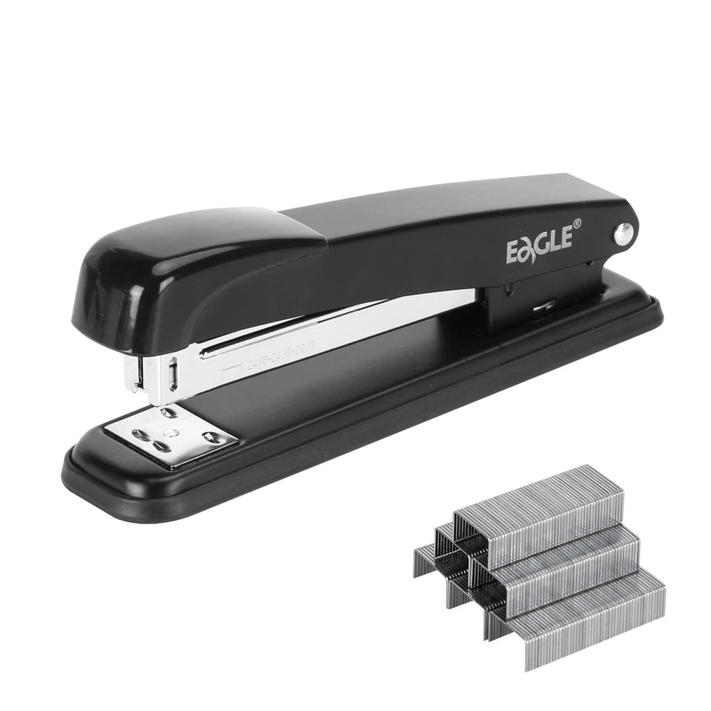 EAGLE Metal Stapler With 1000 Staple,Max 25 Sheets for Permanent/Temporary Stapling,9cm Deep Throat,Office Desk Stapler