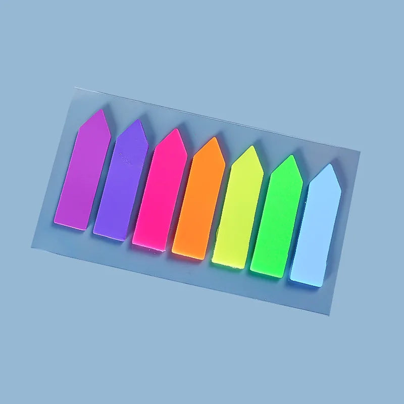 Color Fluorescence Sticky Notes Set Memo Pad Bookmarks Banners Transparent Sticky Notes School Office Stationery