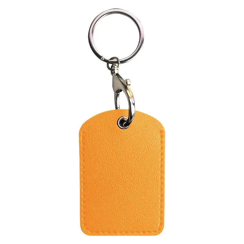 1PCS PU Leather Mini Card Holder Keychain Key Ring Door Lock Access Tags ID Card Case Keychain Access Card Bag Key Tag Ring