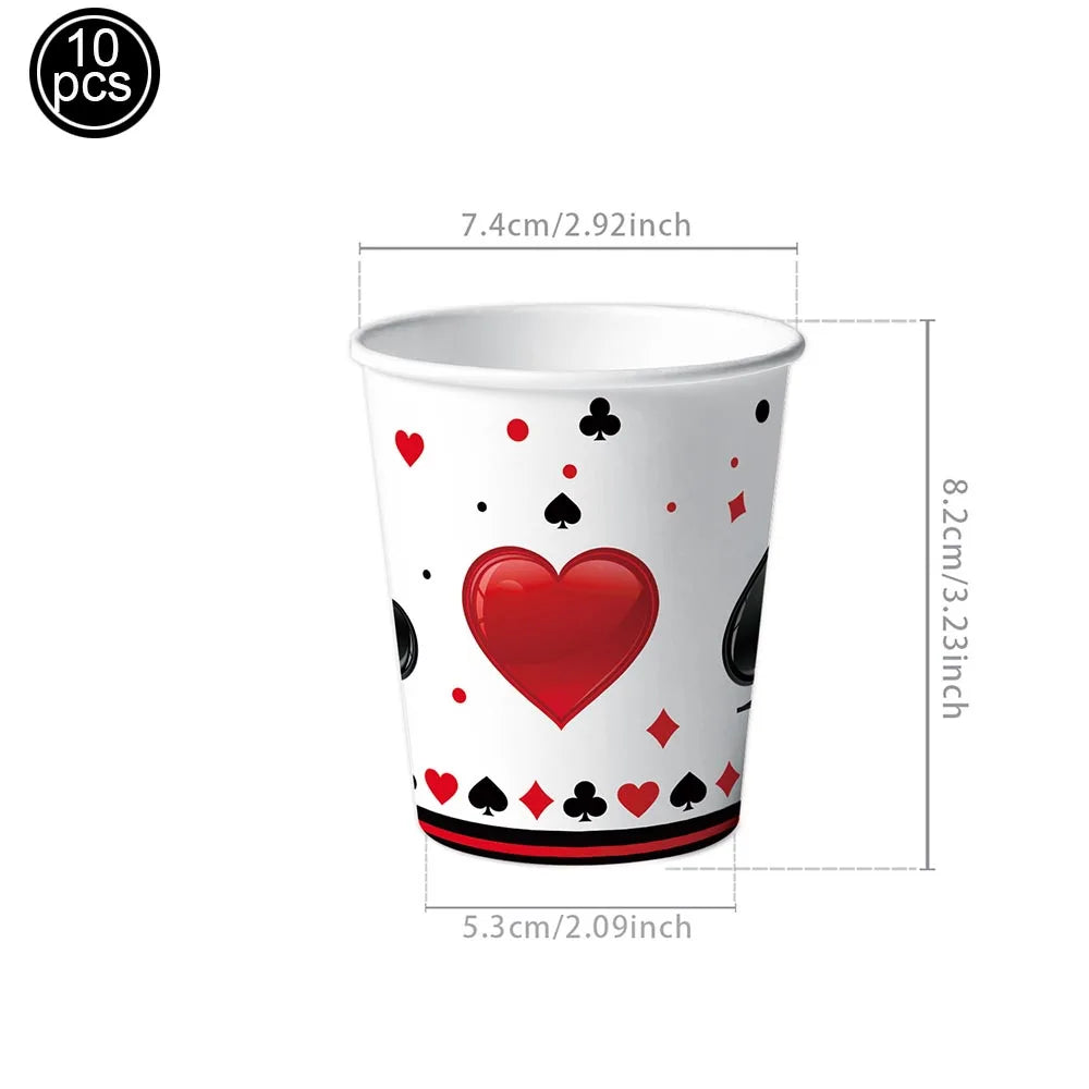 Casino Party Supplies for Men/Adults Poker Paper Plates Cups Napkins Straws for Poker Night Las Vegas Party Decorations