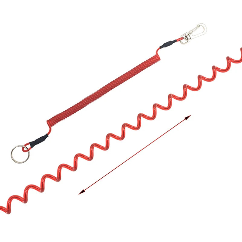 1.2m/2m/3m Max Stretch Plastic Spring Elastic Rope Fishing Lanyards With Carabiner Boating Ropes Anti-lost Phone Keychain Lock