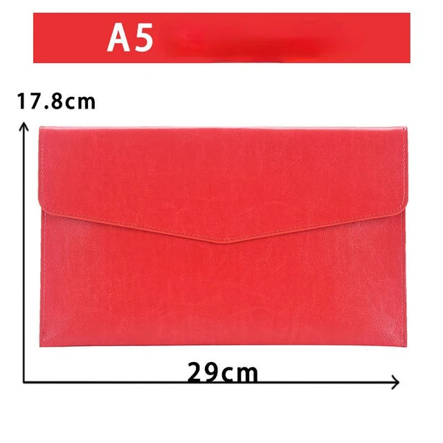 A6 A5 A4 Leather File Folder Data Package Document Bag Fashion Briefcase Data Contract Bill File Bag School Office Supplies