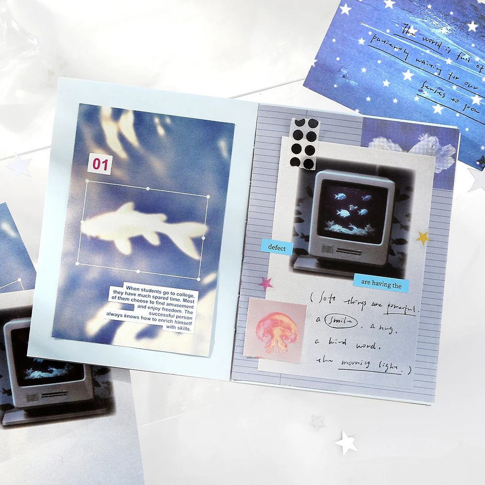 60pcs Dream Capture Series Tearable Memo Paper Junk Journal Collage Decoration Scrapbook Background Paper Japanese Stationery