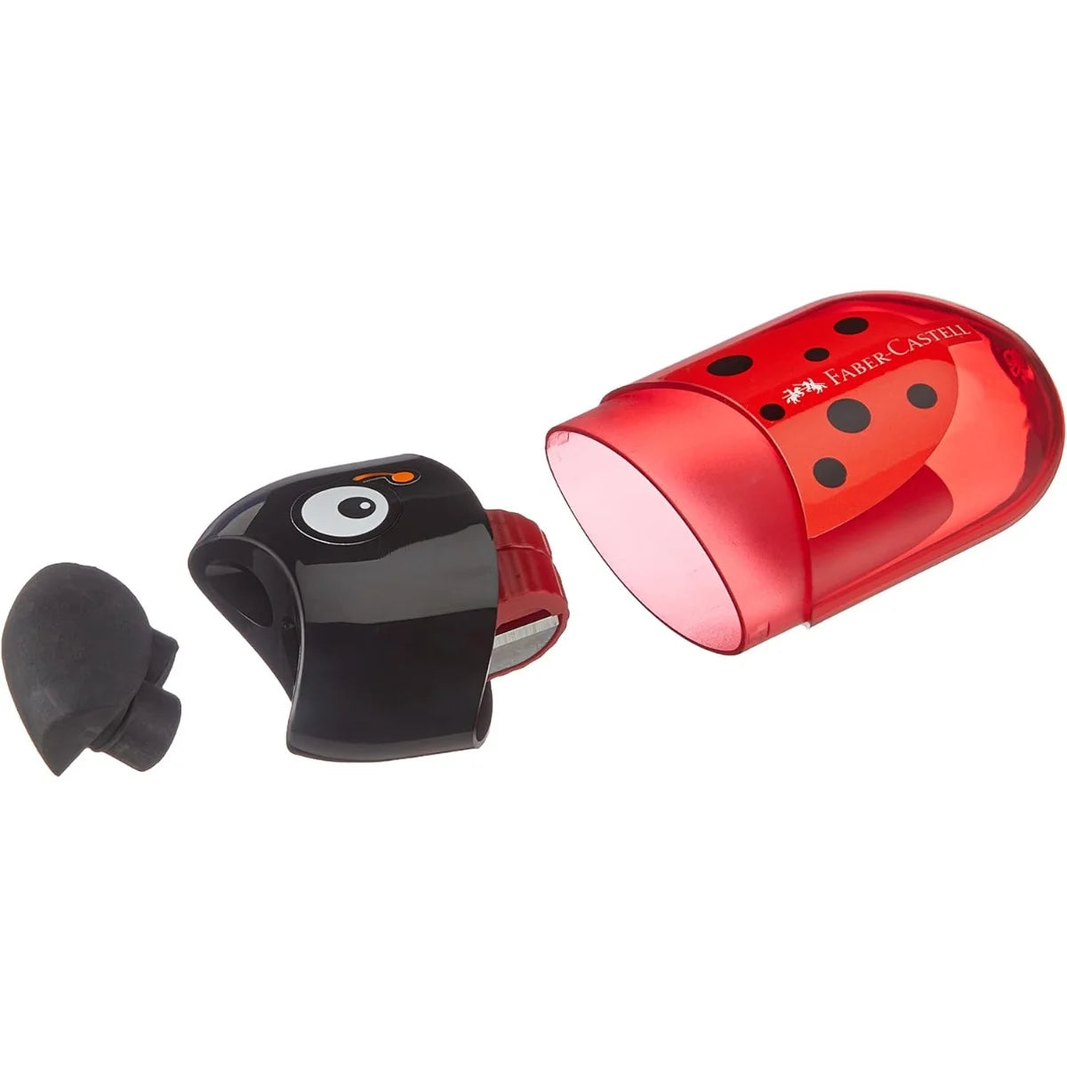 1Pc Faber Castell Double Hole Pencil Sharpener with Eraser Ladybug / Fish / Eagle Cute Stationery Back To School