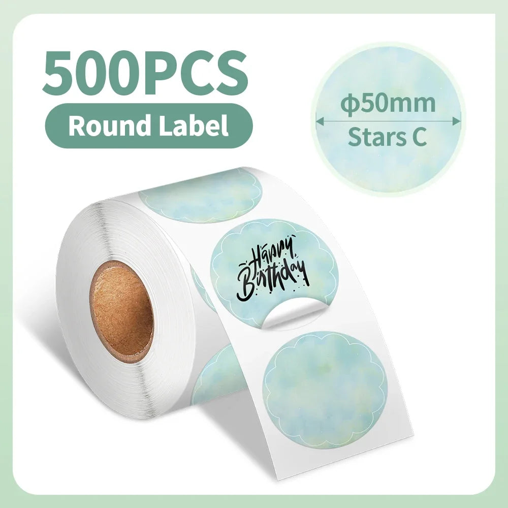 500-1000 Pcs Phomemo Thermal Label Paper Round Sticker Waterproof Label for Gift Kids Stickers School Supplies for 241 Printer