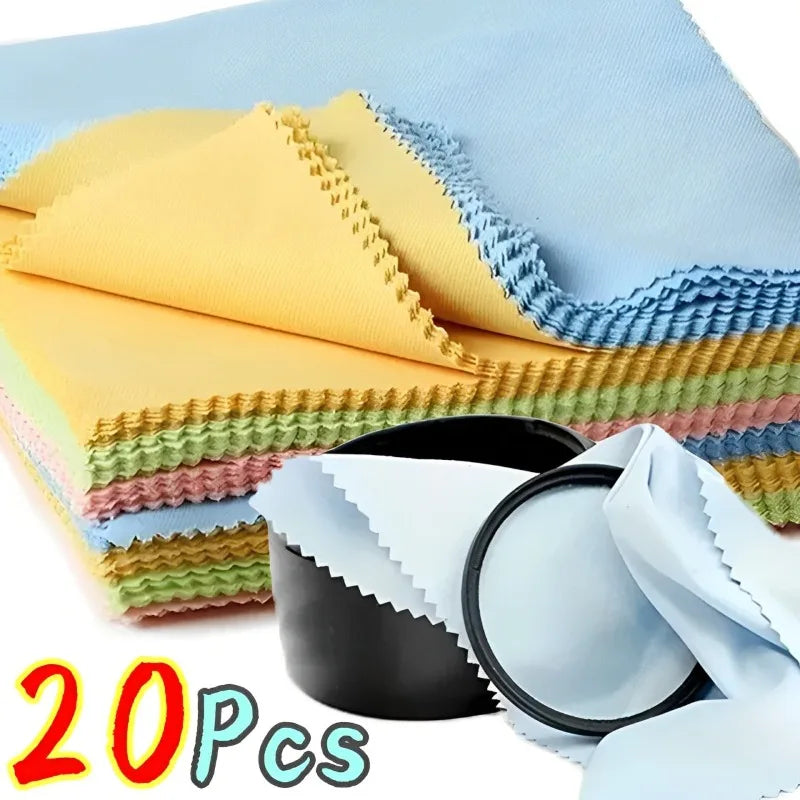 20/10Pcs Microfiber Cleaning Cloth Phone Screen Glasses Camera Lens Cleaner Wipe 8*8cm Polishing Cloth for Silver Gold Jewelry
