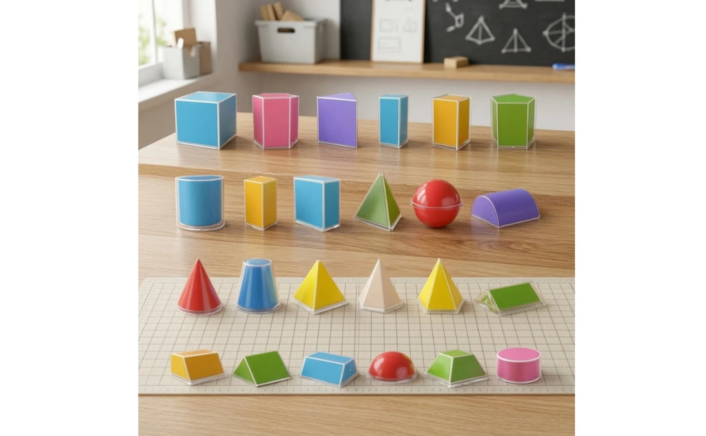 24 Pieces Geometry Teaching Model Kit Transparent Geometric Shapes with Storage Box Geometry Manipulatives Clear for Teachers