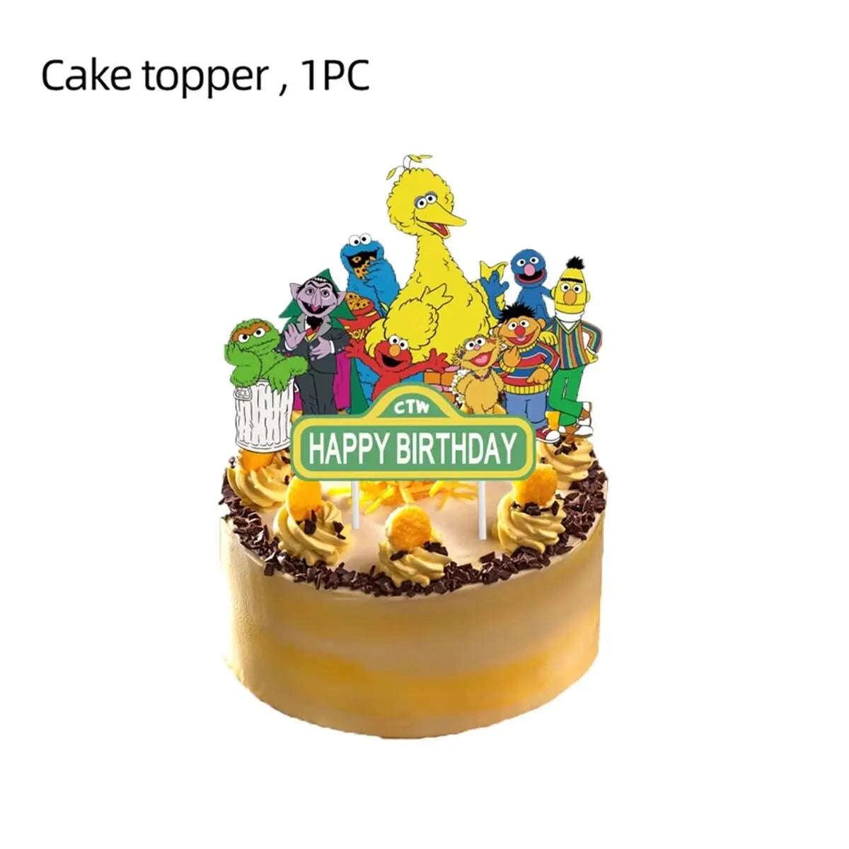 Cartoon SEsame-Streets Birthday Party Set Supplies Kids Disposable Tableware Balloon Cake Topper Banner Plates Decoration