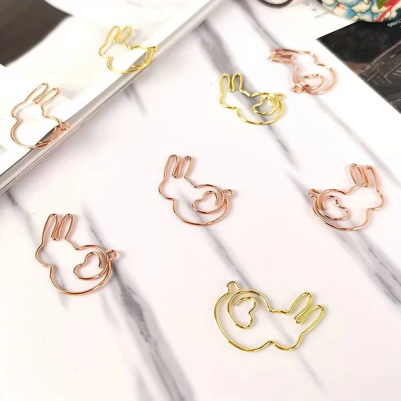 10pcs Adorable Rabbit Heart-Shaped Paper Clip Bookmarks - Perfect for Students, Bookmark Organizer, and DIY Craft Projects