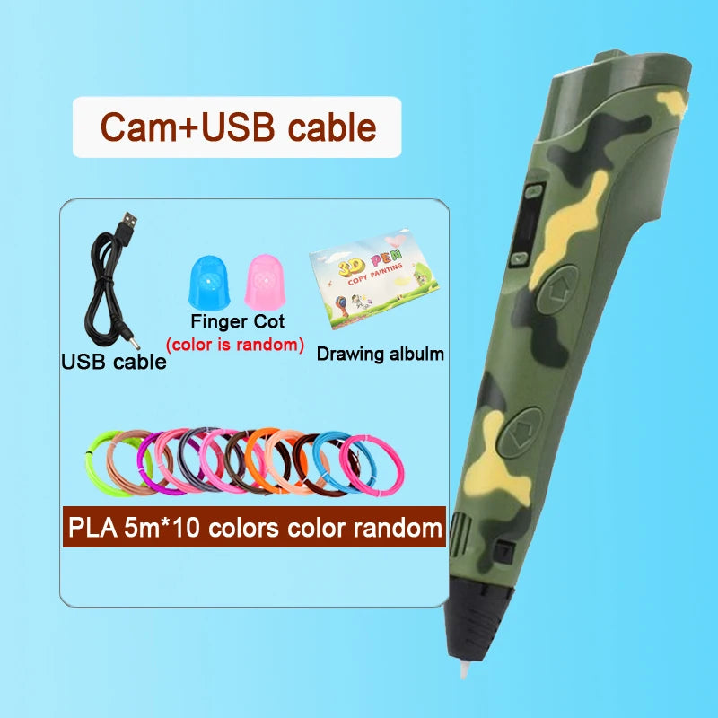3D Printing Pen With LCD Screen Compatible PLA Filament Drawing Pen Safe Paiting for Children DIY Boys Girls Birthday Gifts