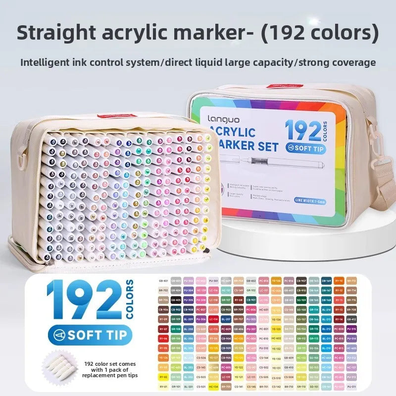 LANGUO 240/9 Colors Acrylic Color Markers Direct Liquid Paint Marker Pen DIY Drawing with Storage Box School Supplies Stationery