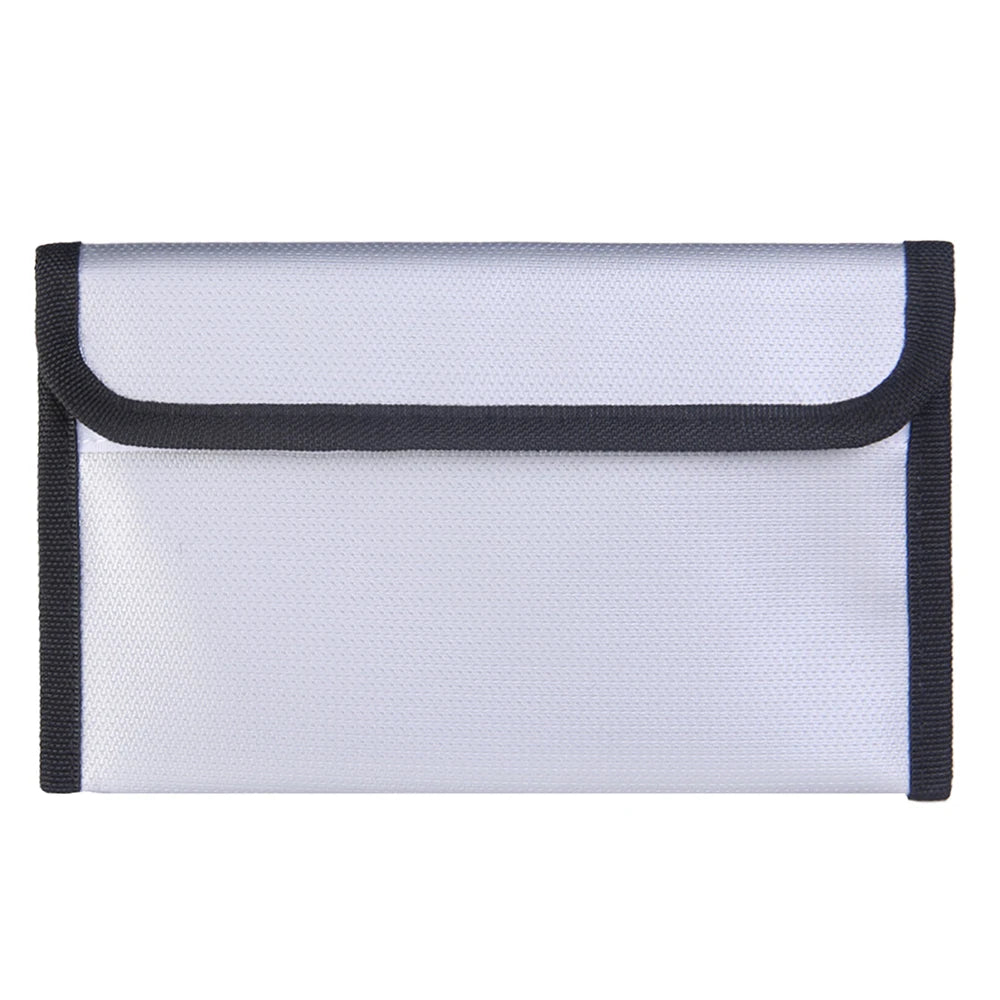 Fireproof & Waterproof Bag, File Storage Bag with Zipper Reusable Pouch for Certificates, Money, Cards (Black, Silver)