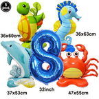Ocean Animals Theme Disposable Tableware Plates Napkins Cup Paper Straws Whale Turtle Balloon Under The Sea Birthday Party Decor