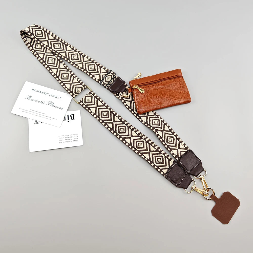 Adjustable 2-in-1 Crossbody Mobile Phone Lanyard Strap Anti-lost Cell Phone Case Rope With Universal Clip Zippered Coin Purse