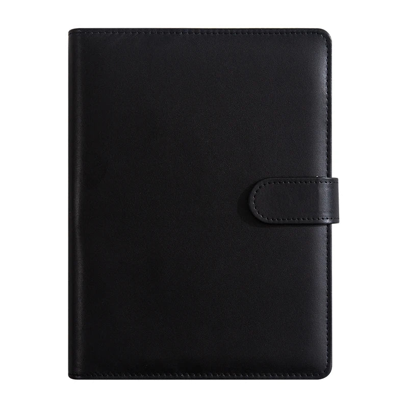 New A5 PU Leather Binder Cover with Magnetic Buckle Closure, 6 Ring Personal Notebook for Organizing Planner, Photo Card Sleeves