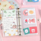 12Pcs A6 Binder Pockets Transparent PVC 6-Hole Binder Pockets Zip Folder Plastic Money Budget Envelopes