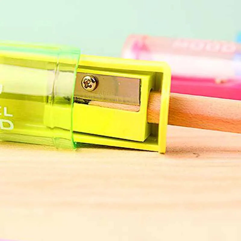1PC Candy Color Transparent Pencil Sharpener - Plastic Standard Pencil Cutter for School Office Art Supplies