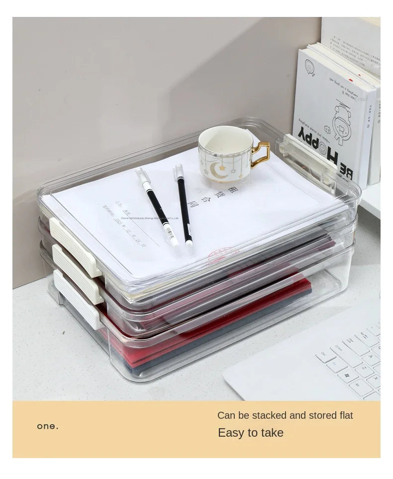 Acrylic Transparent Desktop Paper Storage Box A4 File Document Exam Paper Organizer Household Dust Proof Card Holder Case