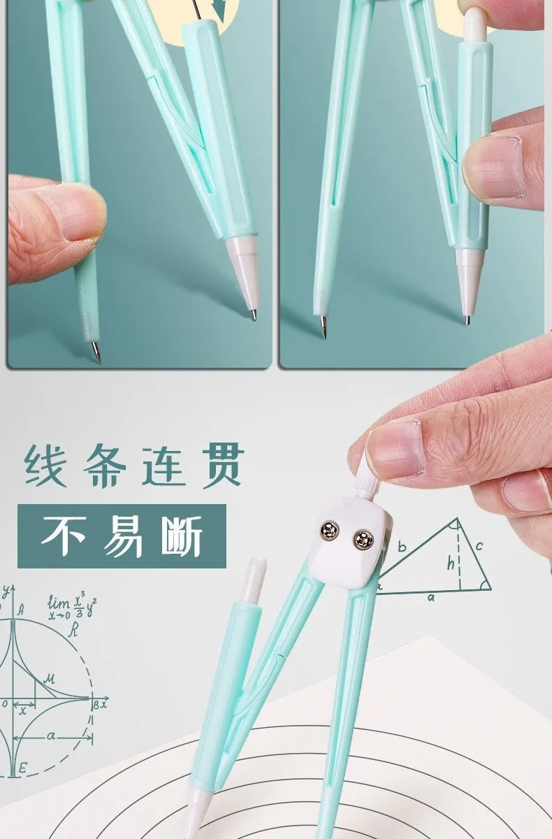 Compasses and Rulers 9-piece Set Kawaii Triangle Ruler Ruler Student Set Ruler Multi-functional Mathematical Drawing Compass Set