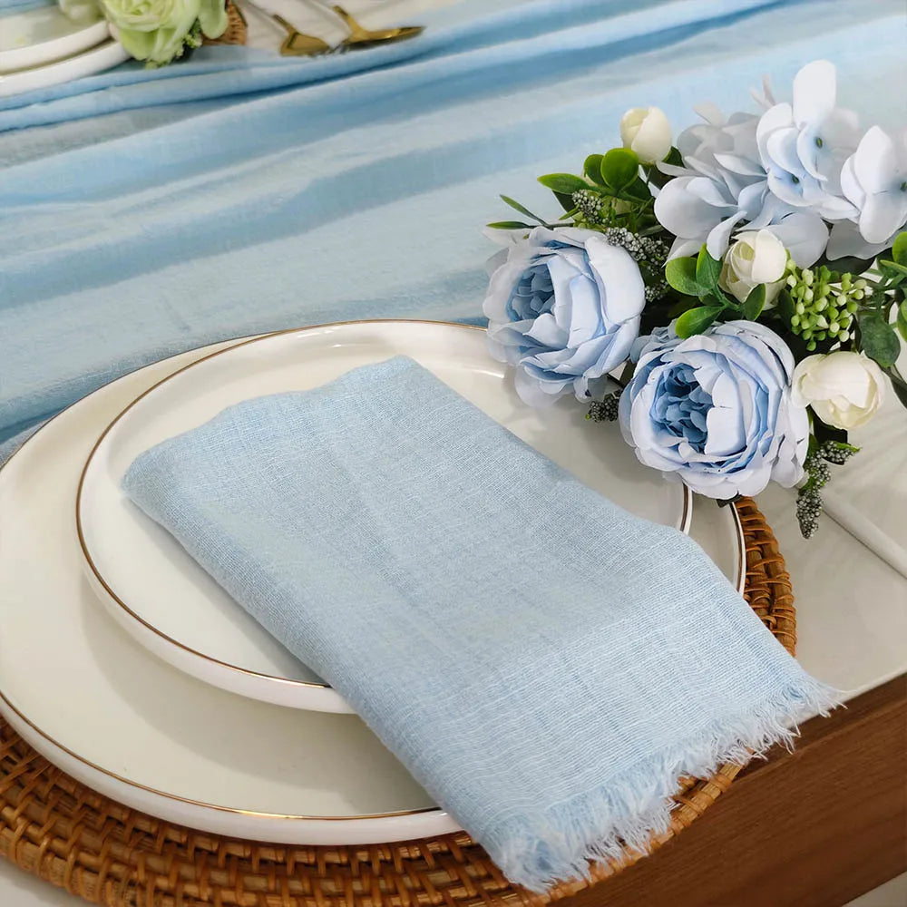 6PCS 43x43cm Dinner Table Rustic Decor Muslin Tea Towels, Birthday Decore Retro Cotton Cheesecloth, Cotton Gauze Wedding Napkins