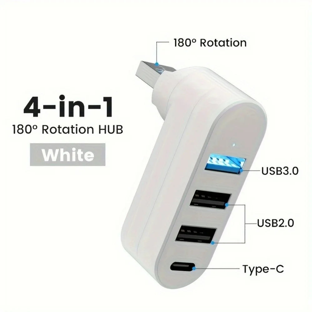 Mini Splitter 4 Ports USB Hub 3.0 Box Rotatable USB Data Transfer Multiple Expander For Computer Laptop MacBook PC Accessories