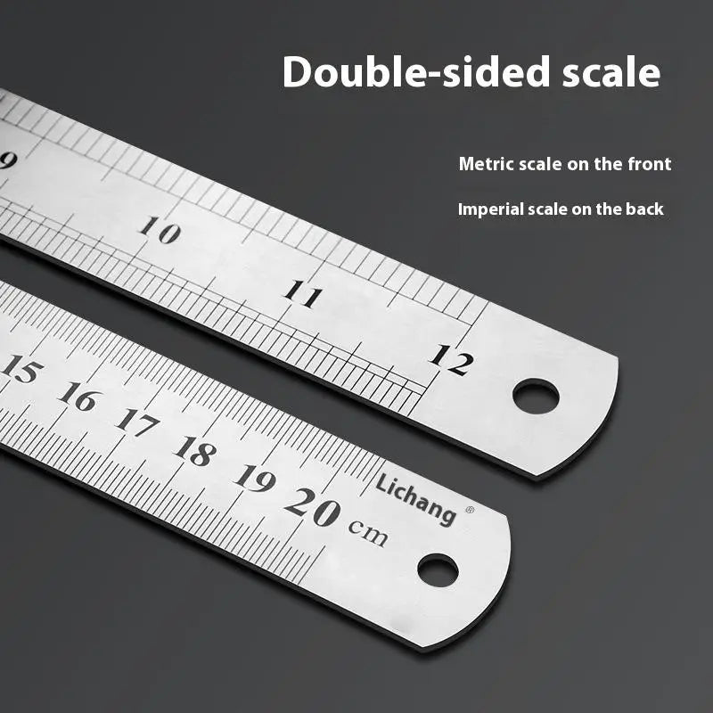 15cm/20cm/30cm/40cm/50/60cm Metal Ruler Stainless Steel Straight Ruler Measuring Ruler Precision Double Sided Measure Ruler Tool