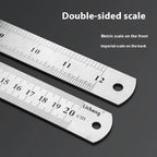 15cm/20cm/30cm/40cm/50/60cm Metal Ruler Stainless Steel Straight Ruler Measuring Ruler Precision Double Sided Measure Ruler Tool
