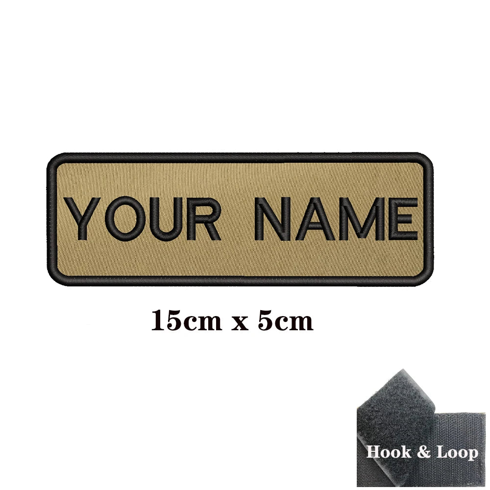 1PC Custom Personalized Name number Patch Stripes Badge tags chevrons Armband Iron On Or Hook Loop embroidered Military Khaki