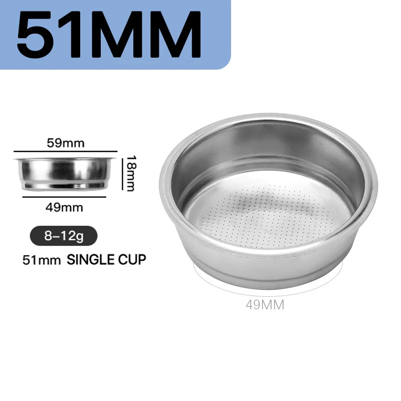 51mm 54mm 58mm Coffee Filter Basket Stainless Steel Coffee Powder Bowl Coffee Handle Bottomless Universal Coffee Powder Bowl