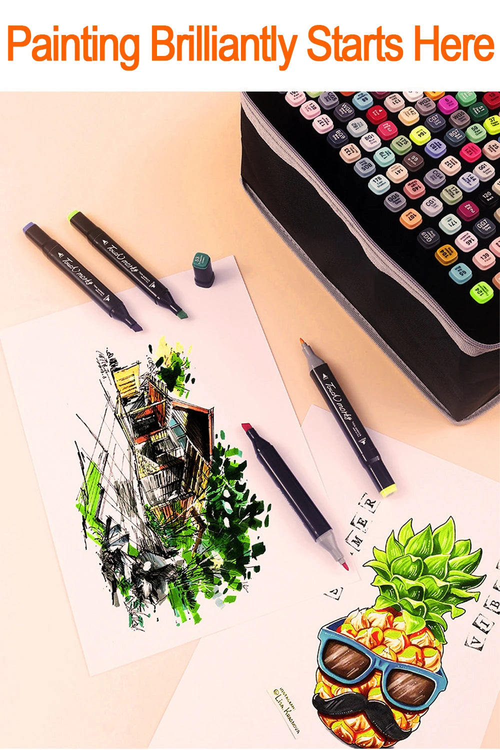 12-168 Colors Markers Set Double Headed Marker Pen Student Animation for Bookmark Manga Drawing Painting School Art Supplies