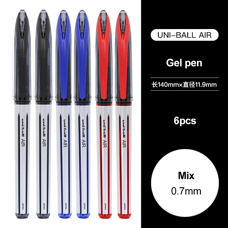 3/6pcs Japan Uniball Gel Pen AIR Straight Liquid Signature Pen UBA-188 Black Technology 0.5/0.7mm Free Writing School Supplies