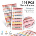144PCS Personalized Name Stickers Long Strip Pencil Labels Custom Waterproof Self Adhesive Name Labels for Bottles Notebooks