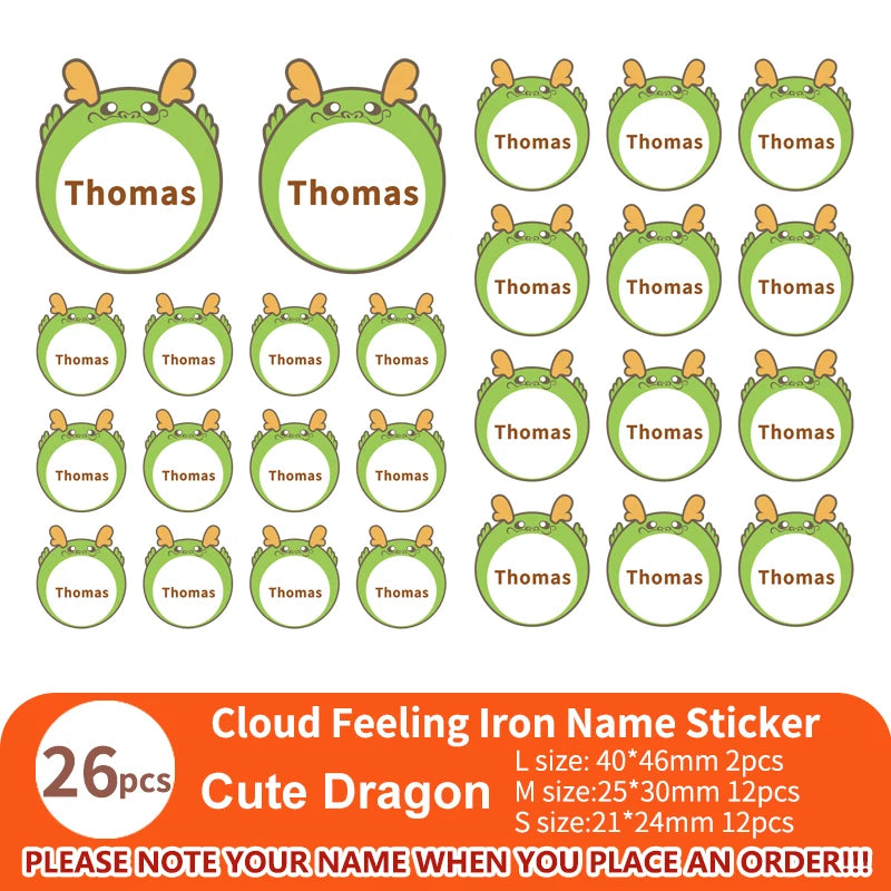 Multi Style Personalized Embroidery Name Sticker Clothes Label Decals Washable Iron On Tags Children Uniform Stickers Custom