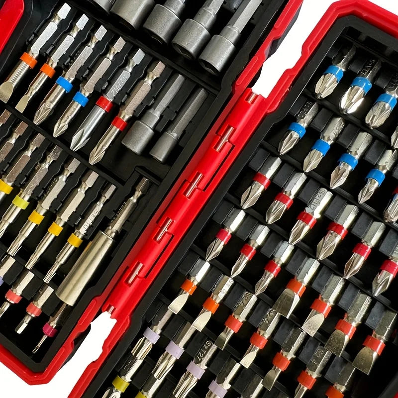 83Pcs Screwdriver Bit Set Impact Driver Drill Bit Set with Magnetic Nut Driver S2 Steel Cross Slot, Slotted,Square,Star,Hex,Torx