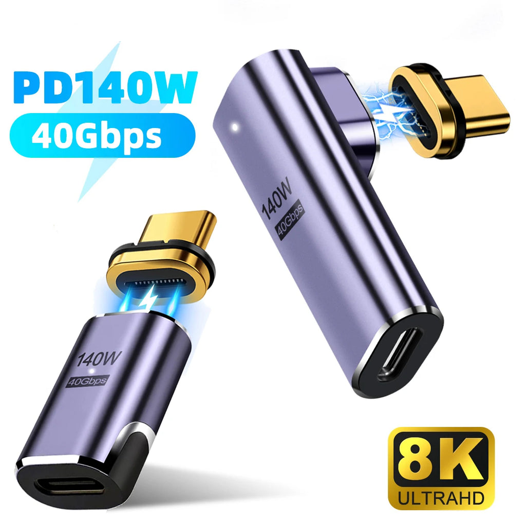 140W USB4.0 40Gbps Thunderbolt3 Magnetic Type-C OTG USB C To USB-C Fast Charge Magnet Converter Cable 8K@60Hz USB Type C Adapter