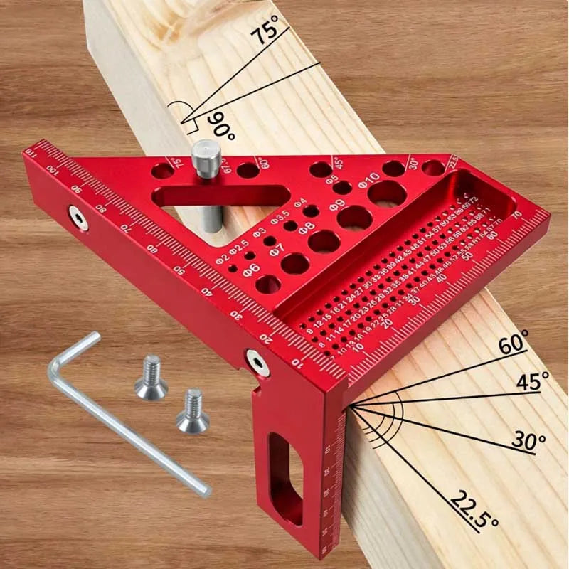 3D Multi Angle Woodworking Square With Scribing Pin 22.5-90 Degree Precision Protractor Carpenter DIY Measuring Tool Gift