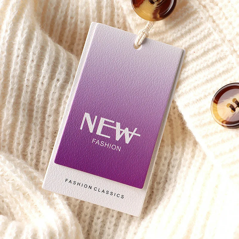 Custom Clothing Hang Tags 700gsm Milano Paper Printed Logo MOQ 200pcs for Apparel Brand Price Tags