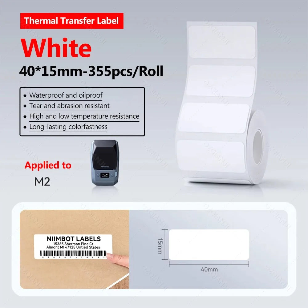 Niimbot M2 Label Printer Color Thermal Transfer Labels Sticker Paper Adhesive Network Organizer Jewelry Tag Label & Color Ribbon
