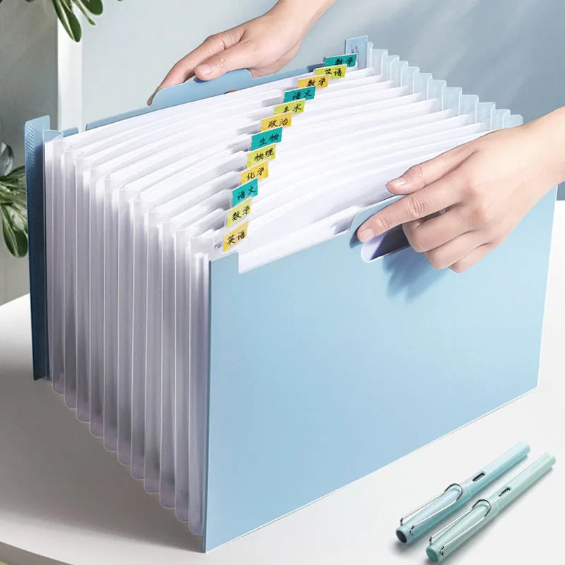 A4 Accordion File Bag with Handle Multi-layer Expandable Document Folder Large Capacity Desk Standable Organizer