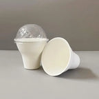 50pcs Disposable Biodegradable Paper Cup 300ml Ice Cream Tiramisu Handheld Cup with Lid White Eco-friendly Dessert Packaging Mug